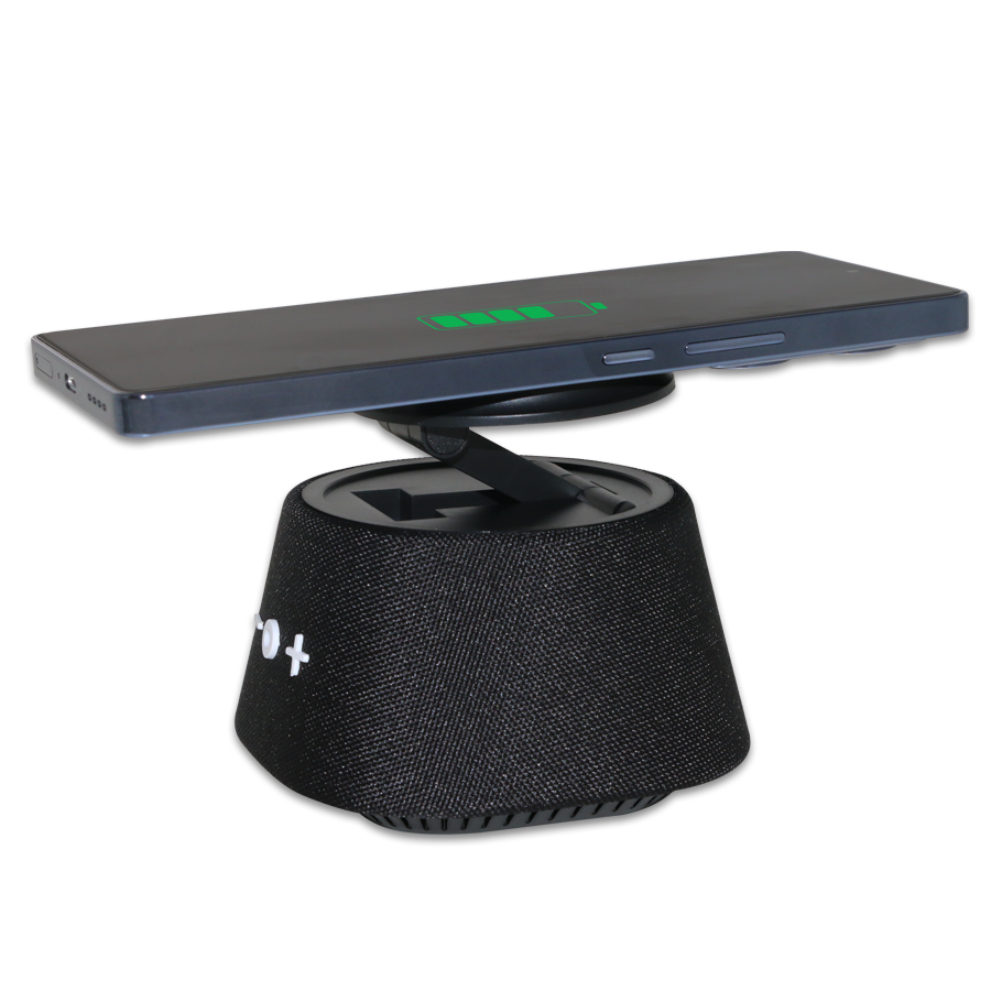 speaker avec chargeur wireless et porte tel