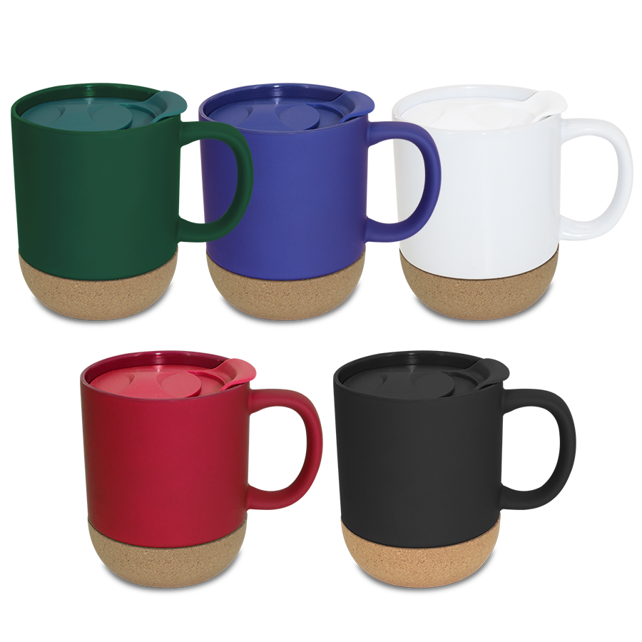 mug  380 ml en porcelaine et liège  avec couvercle