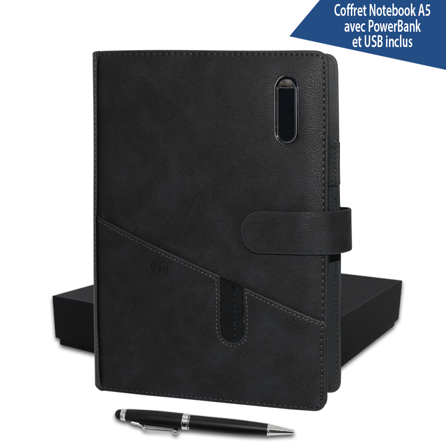 coffret  note book  avec powerbank et usb inclus