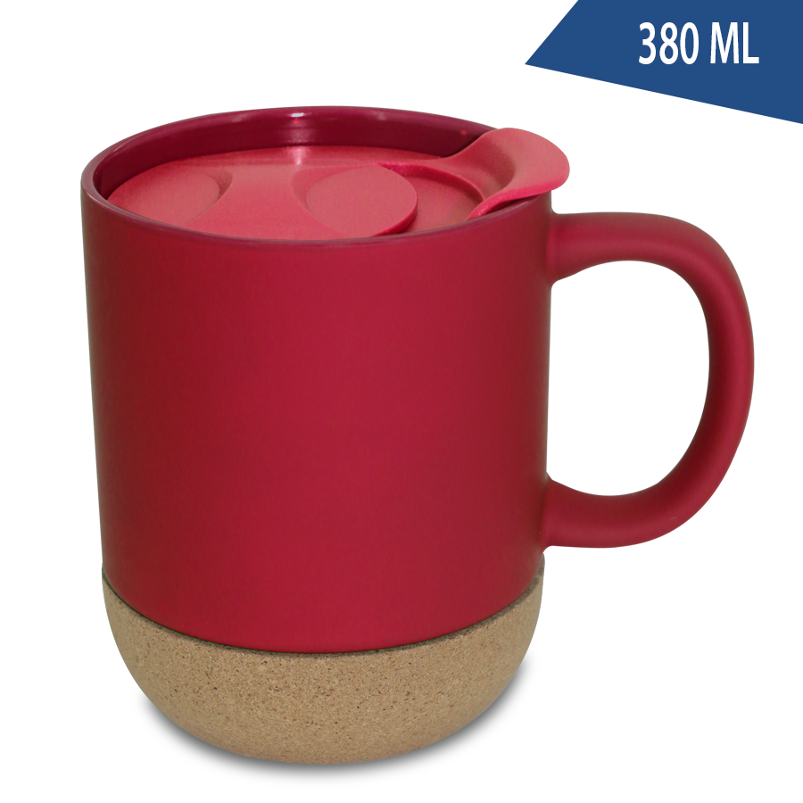 mug  380 ml en porcelaine et liège  avec couvercle