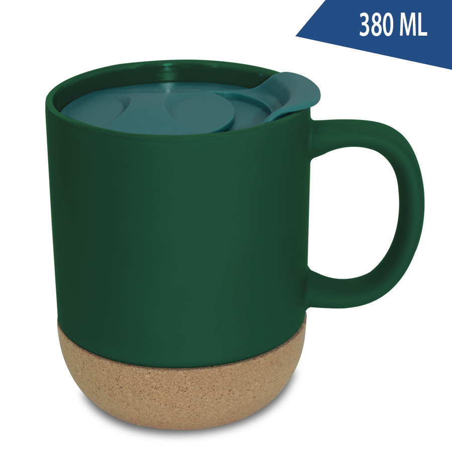 mug  380 ml en porcelaine et liège  avec couvercle