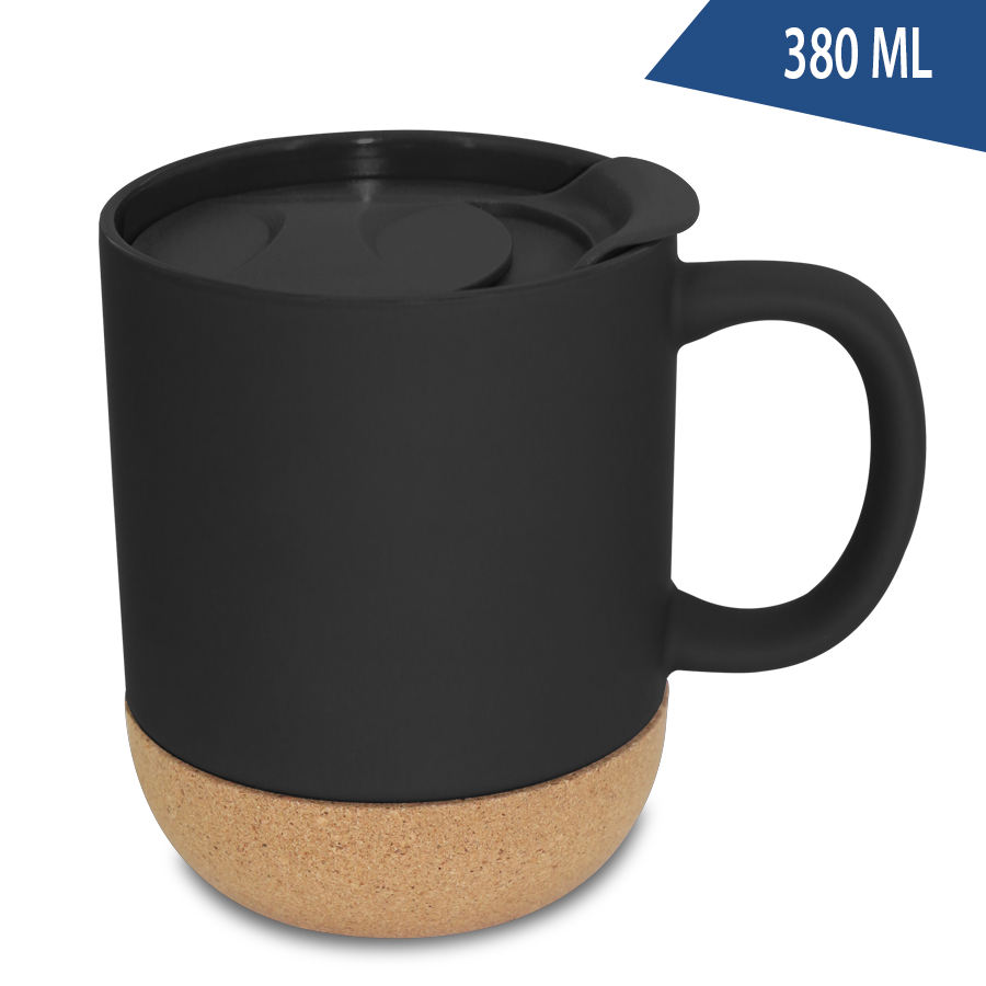 mug  380 ml en porcelaine et liège  avec couvercle