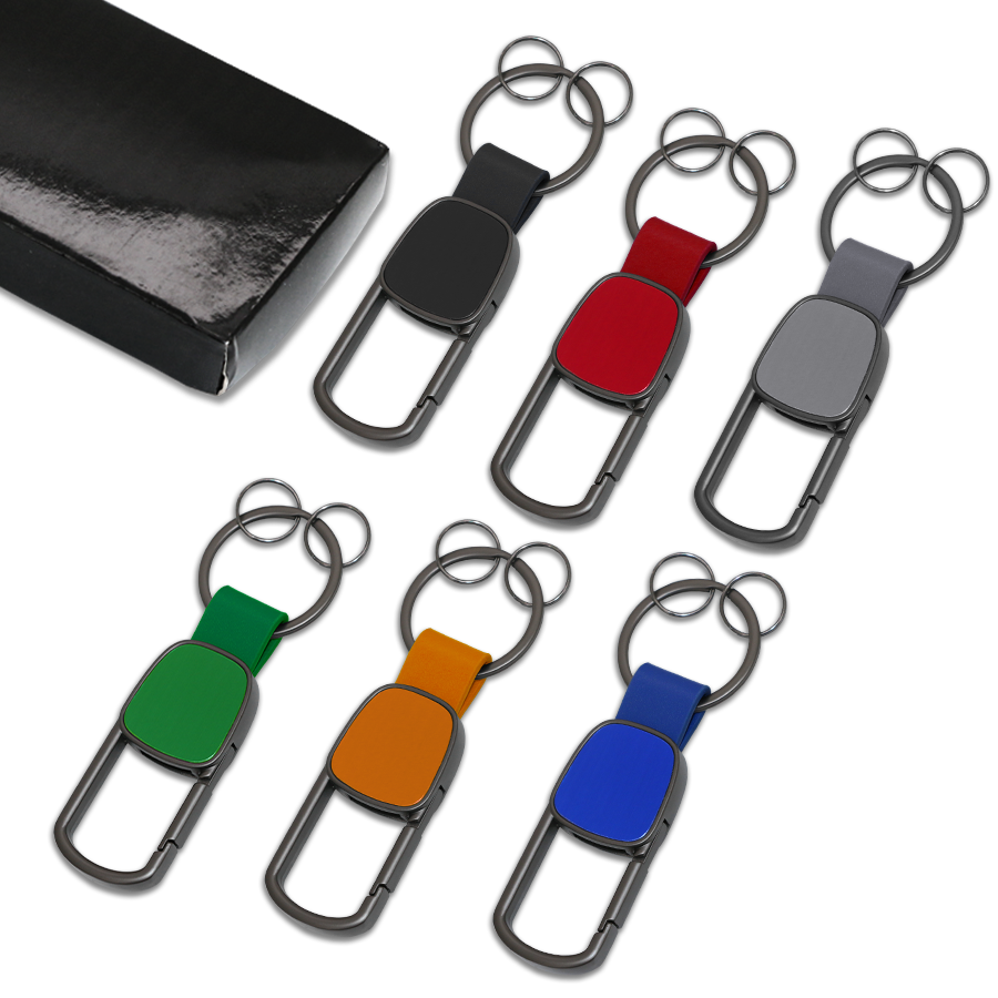 porte-clés en métal et similicuir