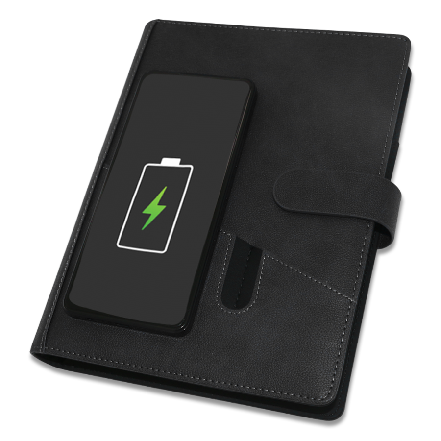 coffret note book a5  avec powerbank wireless