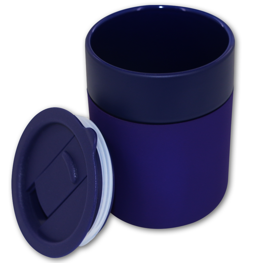 mug à couvercle en porcelaine avec manche en silicone 350 ml