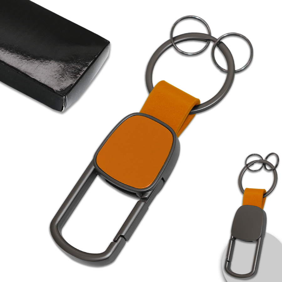 porte-clés en métal et similicuir