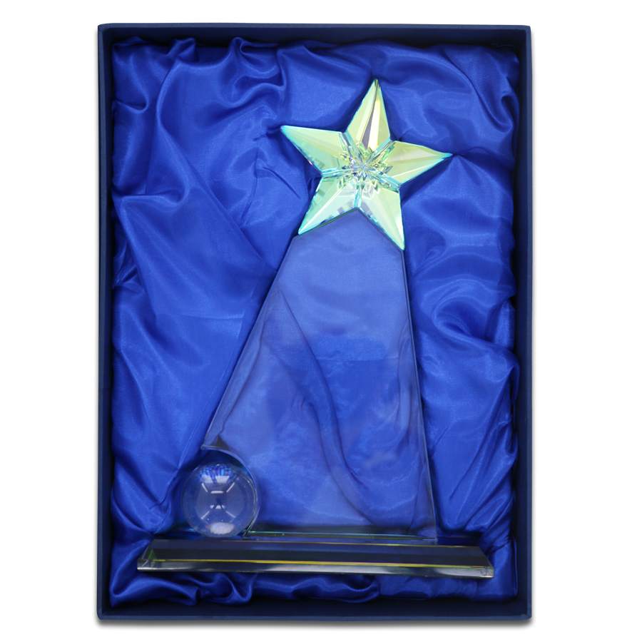 trophée en verre avec motif etoile