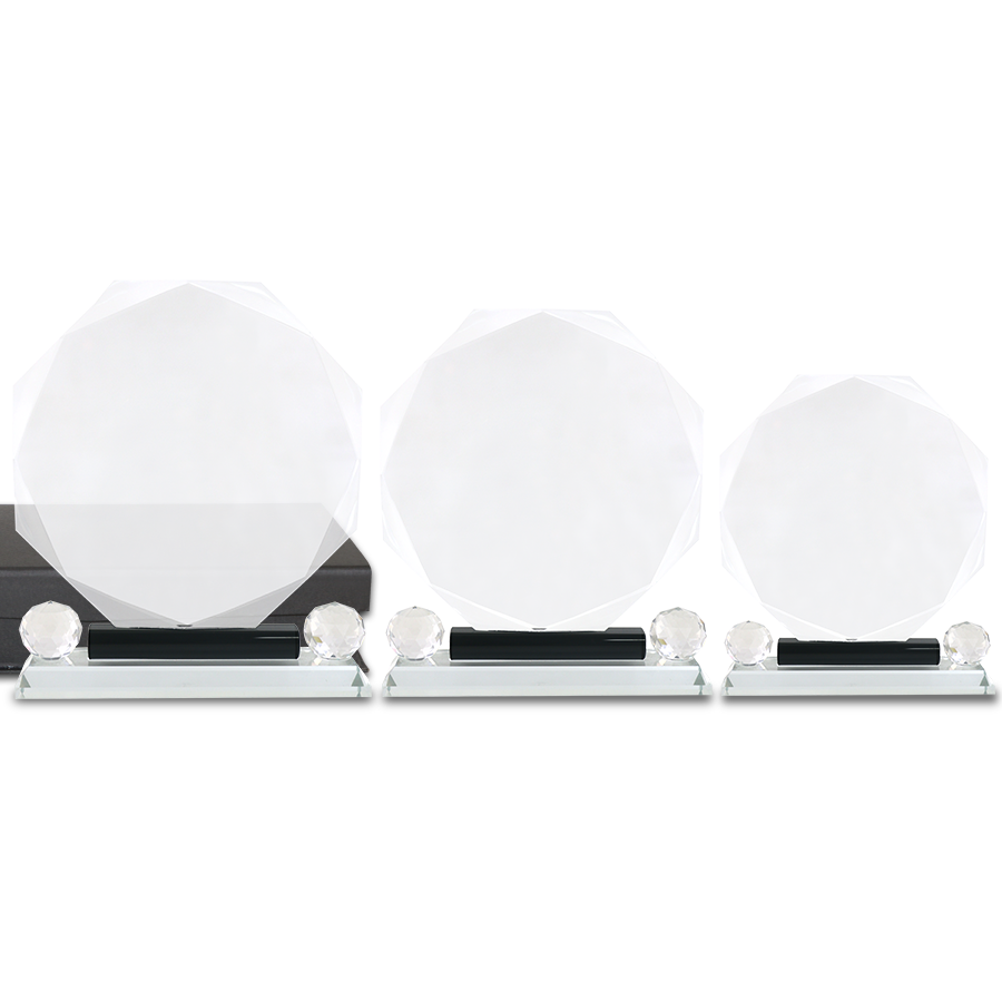 trophée en verre forme octogone