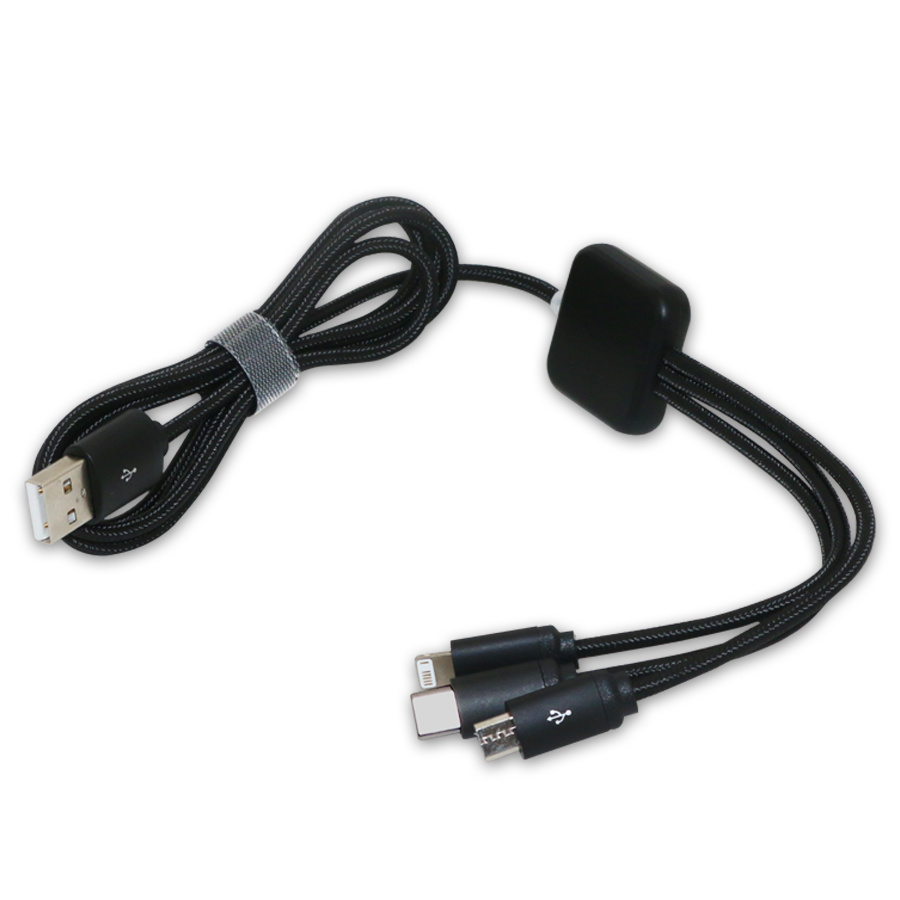 multi-câbles noir avec logo lumineux