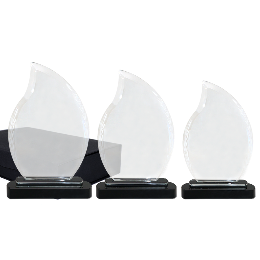 trophée  en verre forme de flamme