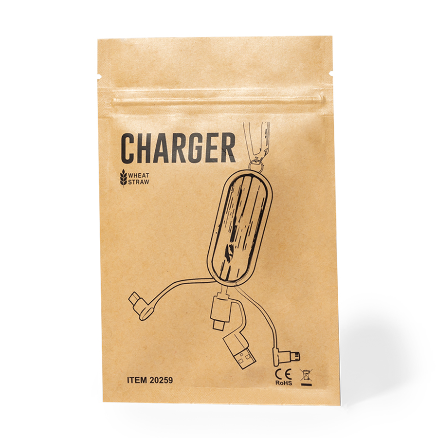 multi câble ecologique avec mousqueton