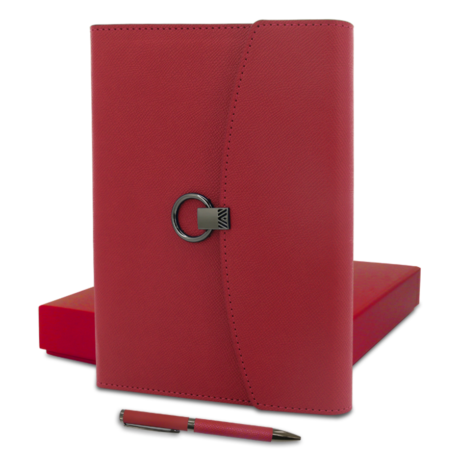 coffret note-book avec ouverture forme boucle