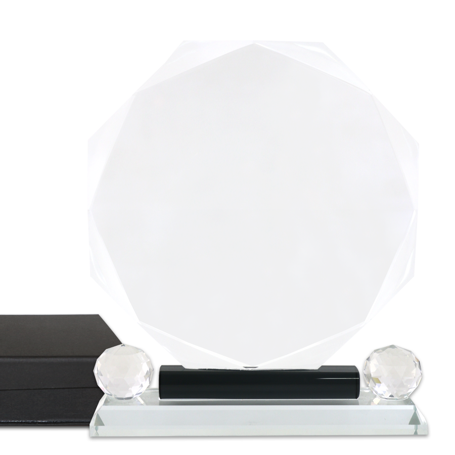 trophée en verre forme octogone