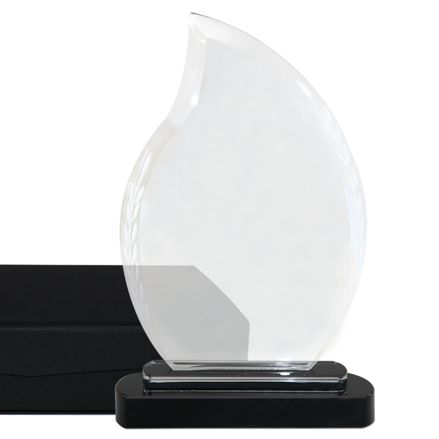 trophée forme flamme  avec motif